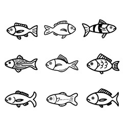 fish, sea, vector, fishing, silhouette, animal, illustration, icon, cartoon, nature, water, pattern, food, salmon, ocean, design, marine, art, set, seafood, seamless, shark, car, Seashells svg, Seashe