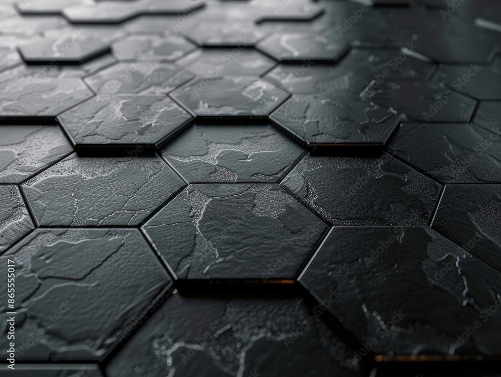 Poster abstract 3d black hexagons background pattern. ai generated image