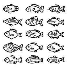 fish, sea, vector, fishing, silhouette, animal, illustration, icon, cartoon, nature, water, pattern, food, salmon, ocean, design, marine, art, set, seafood, seamless, shark, car, Seashells svg, Seashe