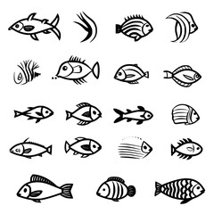 fish, sea, vector, fishing, silhouette, animal, illustration, icon, cartoon, nature, water, pattern, food, salmon, ocean, design, marine, art, set, seafood, seamless, shark, car, Seashells svg, Seashe
