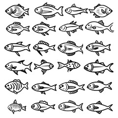 fish, sea, vector, fishing, silhouette, animal, illustration, icon, cartoon, nature, water, pattern, food, salmon, ocean, design, marine, art, set, seafood, seamless, shark, car, Seashells svg, Seashe