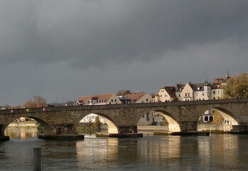 Fototapeta premium European buildings along a river