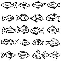 fish, sea, vector, fishing, silhouette, animal, illustration, icon, cartoon, nature, water, pattern, food, salmon, ocean, design, marine, art, set, seafood, seamless, shark, car, Seashells svg, Seashe