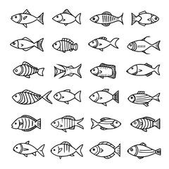 fish, sea, vector, fishing, silhouette, animal, illustration, icon, cartoon, nature, water, pattern, food, salmon, ocean, design, marine, art, set, seafood, seamless, shark, car, Seashells svg, Seashe