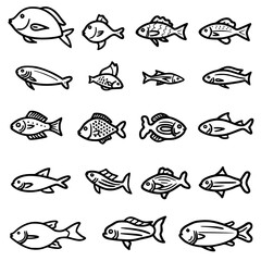 fish, sea, vector, fishing, silhouette, animal, illustration, icon, cartoon, nature, water, pattern, food, salmon, ocean, design, marine, art, set, seafood, seamless, shark, car, Seashells svg, Seashe