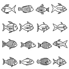 fish, sea, vector, fishing, silhouette, animal, illustration, icon, cartoon, nature, water, pattern, food, salmon, ocean, design, marine, art, set, seafood, seamless, shark, car, Seashells svg, Seashe