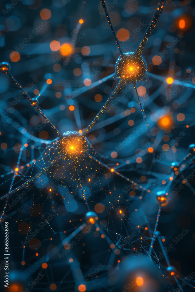 Aufkleber Close-up of an AI model analyzing complex data patterns, depicted with intricate neural network diagrams,