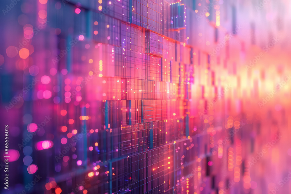 Poster Artistic depiction of AI algorithms filtering noise from data, represented by a clean, gradient backdrop with sharp contrasts,