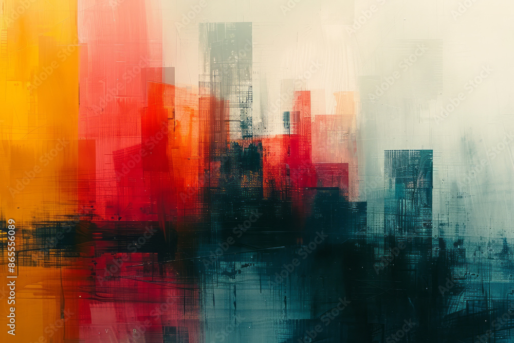 Aufkleber Artistic depiction of AI algorithms transforming raw data into visual insights, using abstract shapes and vibrant colors,