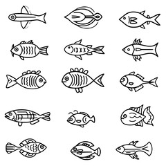 fish, sea, vector, fishing, silhouette, animal, illustration, icon, cartoon, nature, water, pattern, food, salmon, ocean, design, marine, art, set, seafood, seamless, shark, car, Seashells svg, Seashe