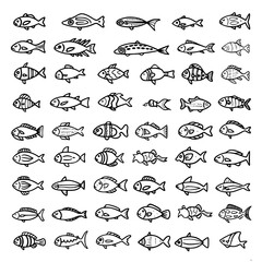 fish, sea, vector, fishing, silhouette, animal, illustration, icon, cartoon, nature, water, pattern, food, salmon, ocean, design, marine, art, set, seafood, seamless, shark, car, Seashells svg, Seashe