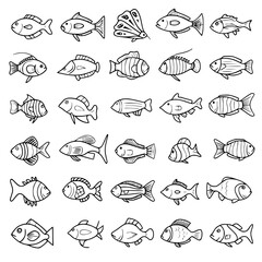 fish, sea, vector, fishing, silhouette, animal, illustration, icon, cartoon, nature, water, pattern, food, salmon, ocean, design, marine, art, set, seafood, seamless, shark, car, Seashells svg, Seashe