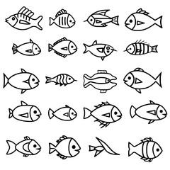 Obraz premium fish, sea, vector, fishing, silhouette, animal, illustration, icon, cartoon, nature, water, pattern, food, salmon, ocean, design, marine, art, set, seafood, seamless, shark, car, Seashells svg, Seashe