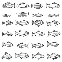 fish, sea, vector, fishing, silhouette, animal, illustration, icon, cartoon, nature, water, pattern, food, salmon, ocean, design, marine, art, set, seafood, seamless, shark, car, Seashells svg, Seashe