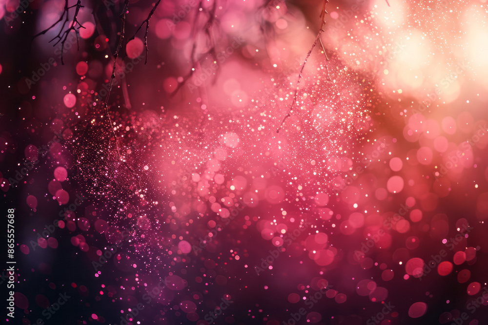 Poster a seamless gradient from maroon to blush pink, enhanced by subtle sparkling particles for a touch of