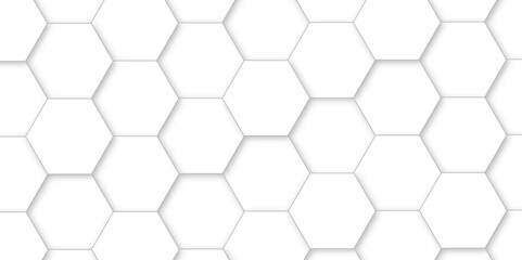 White hexagon tiles abstract background vector digital art 3d shadown geometric shapes