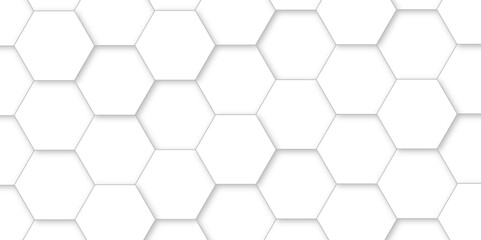 White hexagon tiles abstract background vector digital art 3d shadown geometric shapes