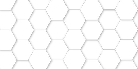 White hexagon tiles abstract background vector digital art 3d shadown geometric shapes