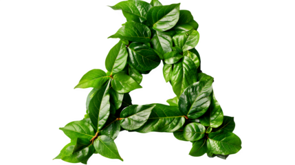 Letter A Made with Leaves, PNG File, Transparent Background, Isolated on White