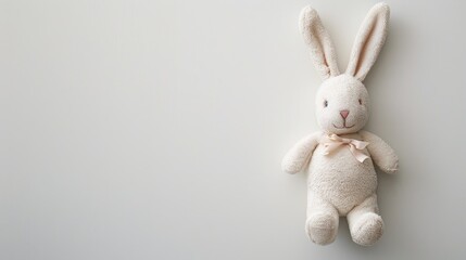 Obraz premium Minimalistic Easter Bunny on White Background with Copy Space