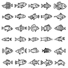 fish, sea, vector, fishing, silhouette, animal, illustration, icon, cartoon, nature, water, pattern, food, salmon, ocean, design, marine, art, set, seafood, seamless, shark, car, Seashells svg, Seashe