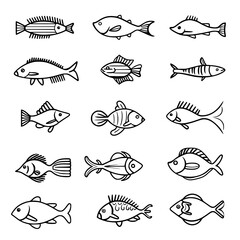 fish, sea, vector, fishing, silhouette, animal, illustration, icon, cartoon, nature, water, pattern, food, salmon, ocean, design, marine, art, set, seafood, seamless, shark, car, Seashells svg, Seashe
