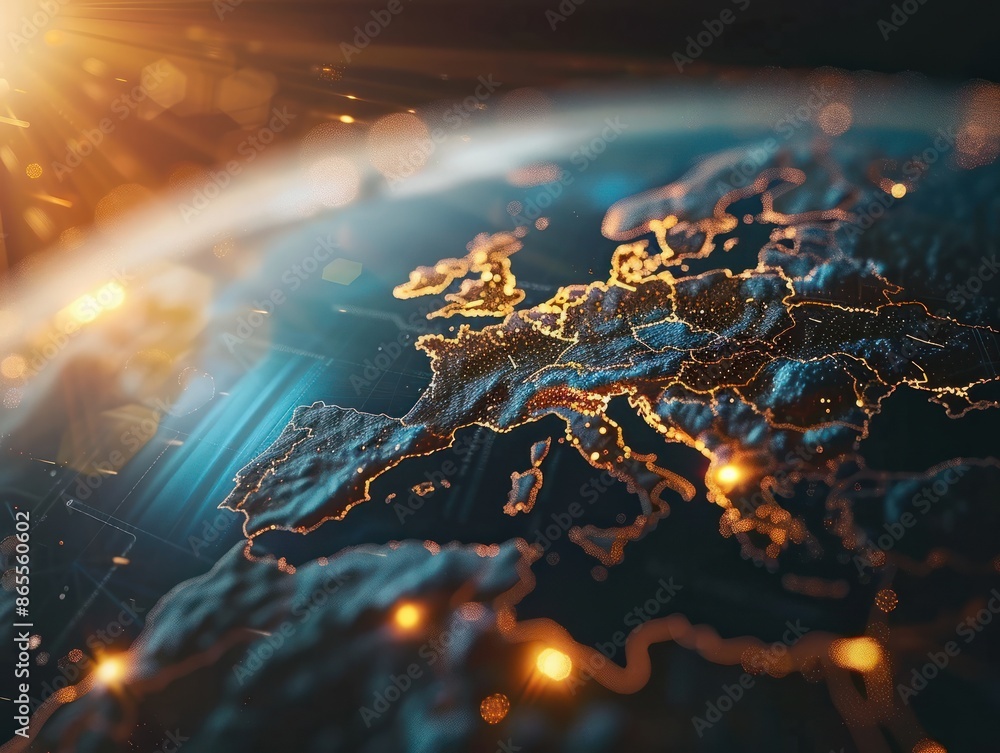 Aufkleber modern futuristic digital globe map background.ai generated image