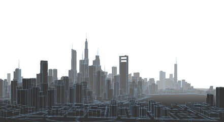 Naklejka premium big modern city 3d illustration 