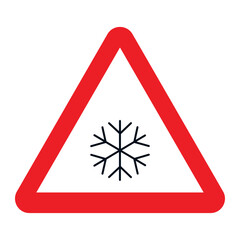 DANGER TRAFFIC SIGNS OF SPAIN, P-34 - Pavement slippery due to ice or snow