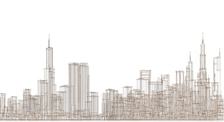 Obraz premium big modern city 3d illustration 