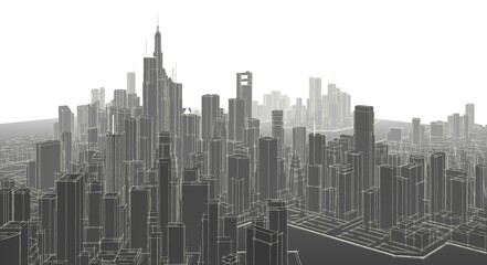 big modern city 3d illustration	