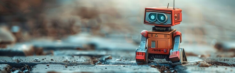 Fototapeta premium Vintage Robot Toy in Minimalistic Setting