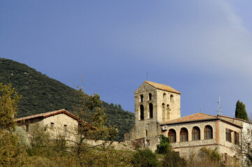 Fototapeta premium churcha nd village of Beuda, Garrotxa, Girona, province, Catalonia, Spain
