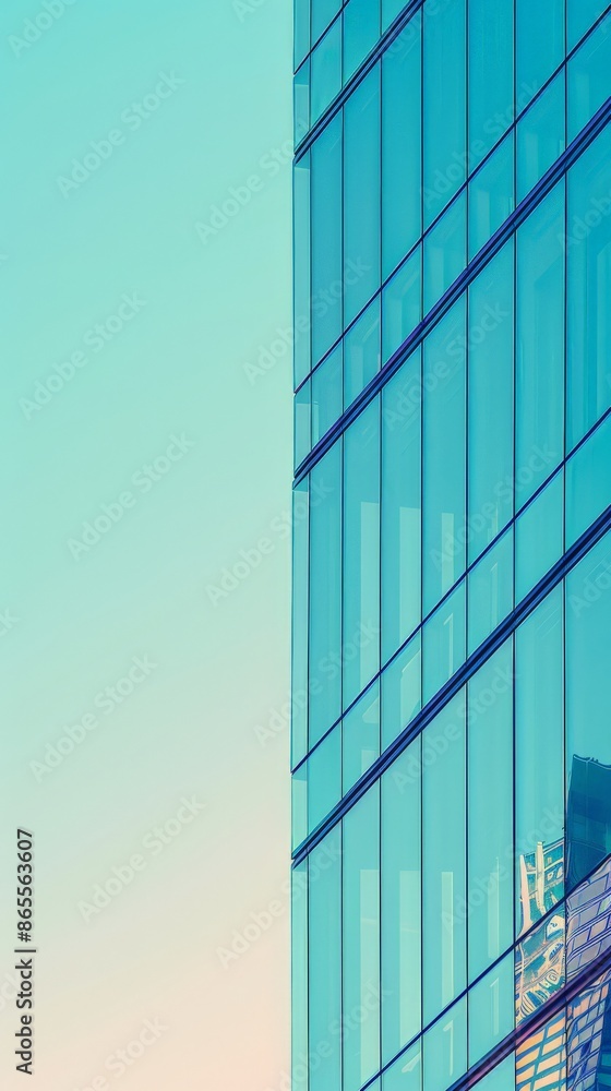 Aufkleber close-up of modern glass building facade with geometric patterns. contemporary architecture and desi