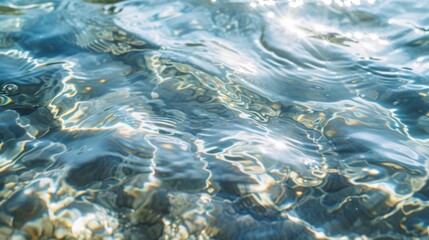 Water on a sunny day, capturing the ripples and reflections created by the sunlight