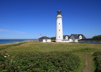 Hirtshals Fyr, lighthouse in Jutland on a summer day.