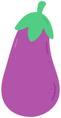 Kid hand drawn cute healthy food vegetables eggplant