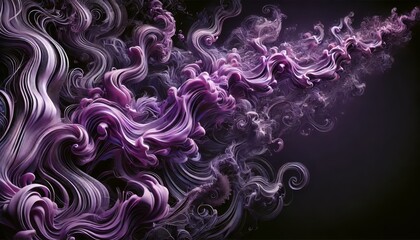 Purple Smoke Tendrils on Black Background in Wide Screen