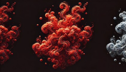 Red Smoke Tendrils Converging from Corners on Black Background in Wide Screen