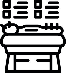 Outline icon representing a patient undergoing a medical imaging scan procedure