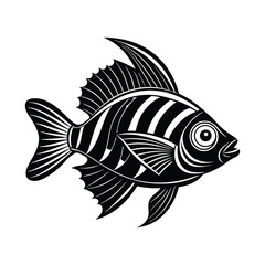 Exotic Fish silhouette vector art illustration