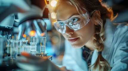 Scientist Examining Samples in Laboratory