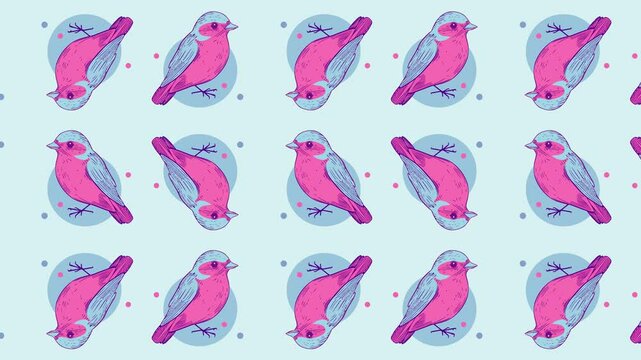 Illustrations of birds on repeating tillable background