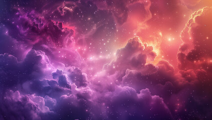 A vibrant cosmic background with swirling nebulae