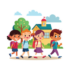 School children going to school vector