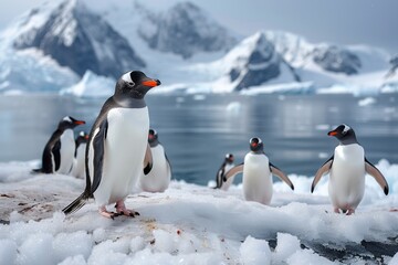 Obraz premium Gentoo Penguins on Island in Antarctica