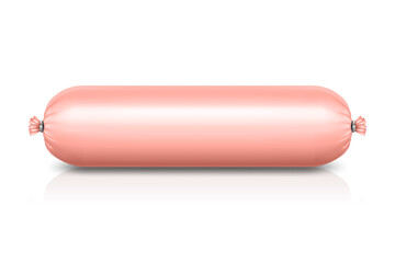 Vector 3d Realistic Blank Polyethylene Sausage Packaging. Design Template for Mockup, Closeup, Isolated, Front View
