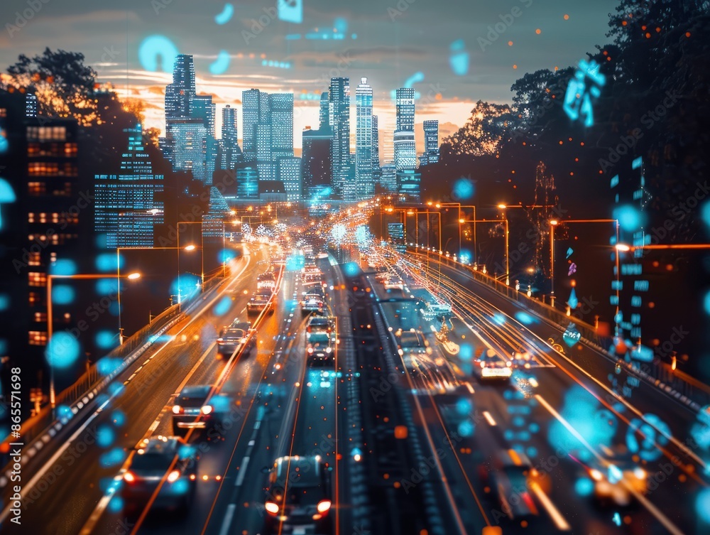 Poster a digital transformation roadmap with key milestones and objectives, highlighting the process of int
