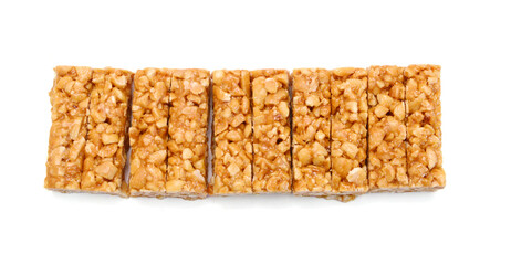 Honey bars with peanuts, sesame and sunflower seeds isolated