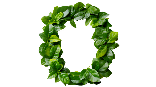 Letter O Made with Leaves, PNG File, Transparent Background, Isolated on White